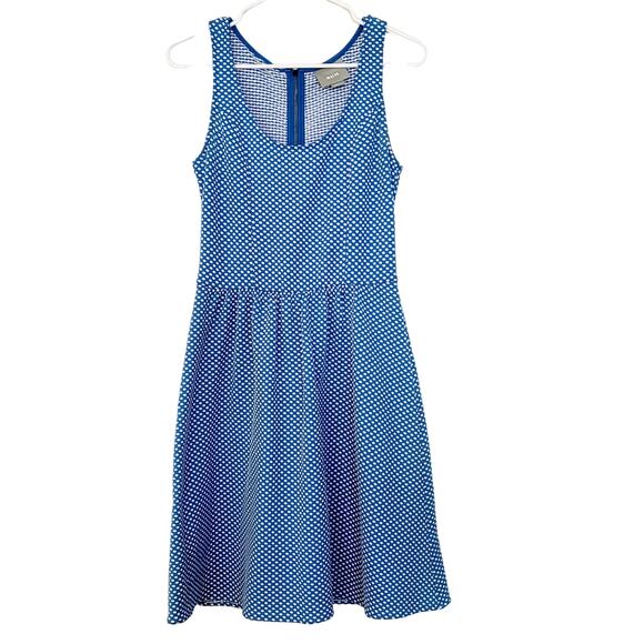 Maeve by Anthropologie Caldera Blue White Polka-Dot Scoop Neck Dress Women's SM - Picture 1 of 9